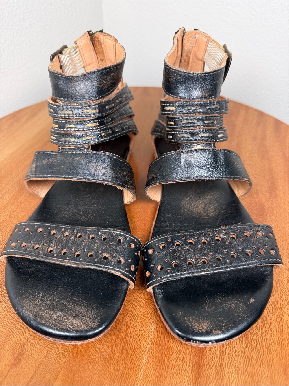 Bed Stu Womens Brown Leather Artemis Cage Flat Sandal Size 7